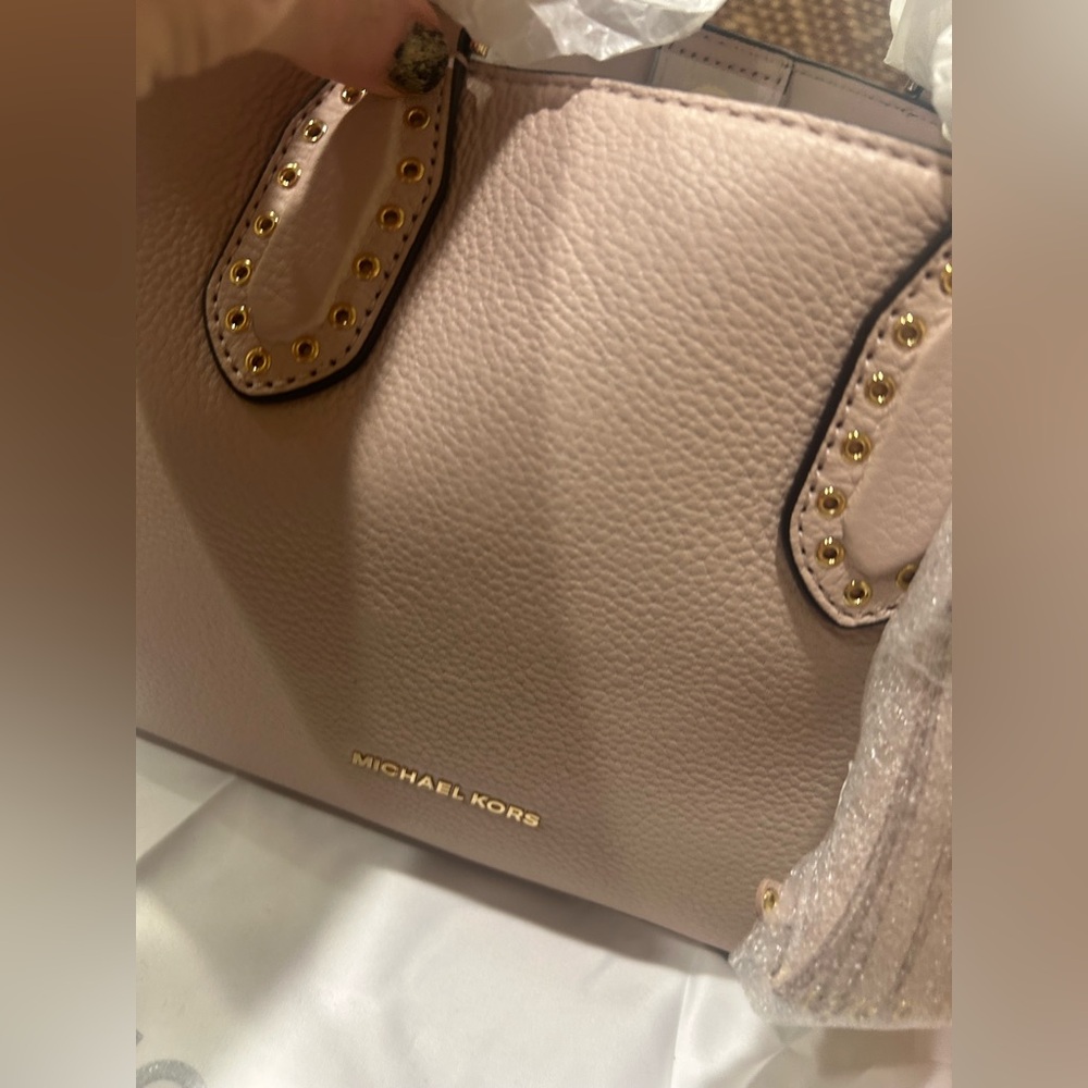 NWT Michael Kors Brooklyn Soft pink pebble grain leather grab bag - Picture 10 of 11
